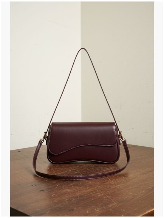 Handbags - Vegan Leather Crossbody Bag with Adjustable Straps, Compact Hobo Purse